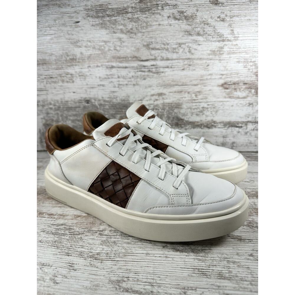 Men's Allen Edmonds 'Oliver Woven' White/Brown Leather Sneakers Sz 11D